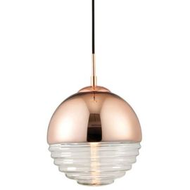 Endon Lighting 68956 Paloma Copper & Clear 40W E14 Ribbed Spherical Ceiling Pendant Light image