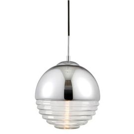 Endon Lighting 68959 Paloma Chromed & Clear 40W E14 Ribbed Spherical Ceiling Pendant Light image