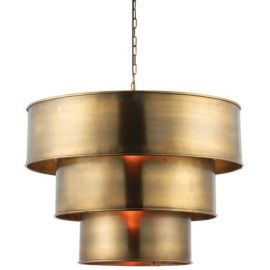 Endon Lighting 69783 Morad Aged Brass 40W E27 Pendant Light with 3 Cylindrical-Tiered Shades image