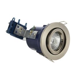Forum Lighting ELA-27466-SCHR Satin Chrome Adjustable LED Ready GU10 Fire Rated Downlight 50W 240V image