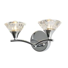 Spa Reena Chrome and Frosted Glass 2 Light Wall Fitting IP44 G9 2x 28W image
