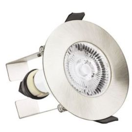 Integral LED ILDLFR70D004-3 Pack of Evofire Satin Nickel Fire Rated IP65 70mm Downlights with GU10 Holder and Insulation Guard (3 Pack, 6.50 each) image