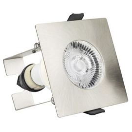 Integral LED ILDLFR70D010 Evofire Satin Nickel Square IP65 85mm Fire Rated Downlight with GU10 Holder and Insulation Guard image
