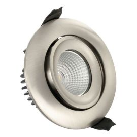 Integral LED ILDLFR92C015 Satin Nickel IP65 6W 430lm 3000K 92mm Tiltable Fire Rated Dimmable Downlight image