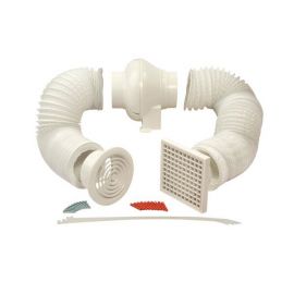 Manrose SCF200TN 100mm 4inch InLine Centrifugal Fan Kit Timer PVC Ducting Wall Grilles image