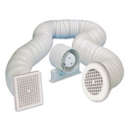 Manrose SF120S 120mm 5 Inch Axial Shower Fan Kit with PVC Ducting And Wall Grilles image