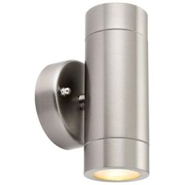 Saxby 13802 Palin Stainless Steel IP44 2x35W GU10 Dimmable Wall Light