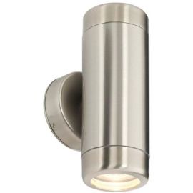 Saxby 14015 Atlantis Stainless Steel IP65 2x35W GU10 Dimmable Wall Light