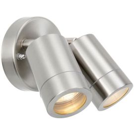 Saxby 73446 Atlantis Stainless Steel IP65 2x7W GU10 Dimmable Wall Light image