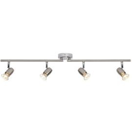 Saxby G5503177 Palermo Brushed Chrome IP20 4x50W GU10 Adjustable Dimmable Bar Spotlight