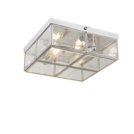 Searchlight SLI-6769-26CC Pisa Chrome IP20 2x40W E14 Candle Flush Box Ceiling Light with Clear Bevelled Glass Panels image