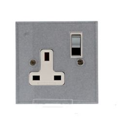 Forbes & Lomax SS13M/PSX/N Invisible Plate 1 Gang 13A Switched Socket - Nickel Silver Switch + White Insert image