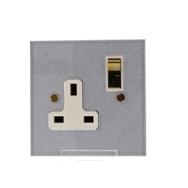 Forbes & Lomax SS13M/PSX/PB Invisible Plate 1 Gang 13A Switched Socket - Brass Switch + White Insert