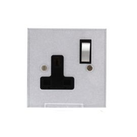 Forbes & Lomax SS13M/PSX/S/B Invisible Plate 1 Gang 13A Switched Socket - Stainless Steel Switch + Black Insert