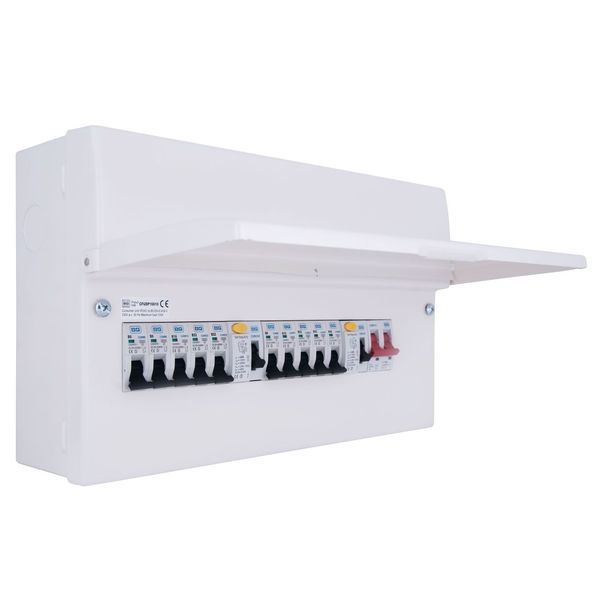 BG Fortress CFUDP16610A 10 Way 2x63A 30mA Type A RCD 10x B-Curve MCB 100A Main Switch Metal Populated Consumer Unit