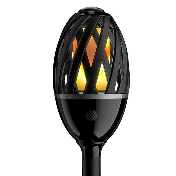 Luceco LEXFLAMEBK Black IP65 5W Rechargeable Flame Effect Stand or Spike Light