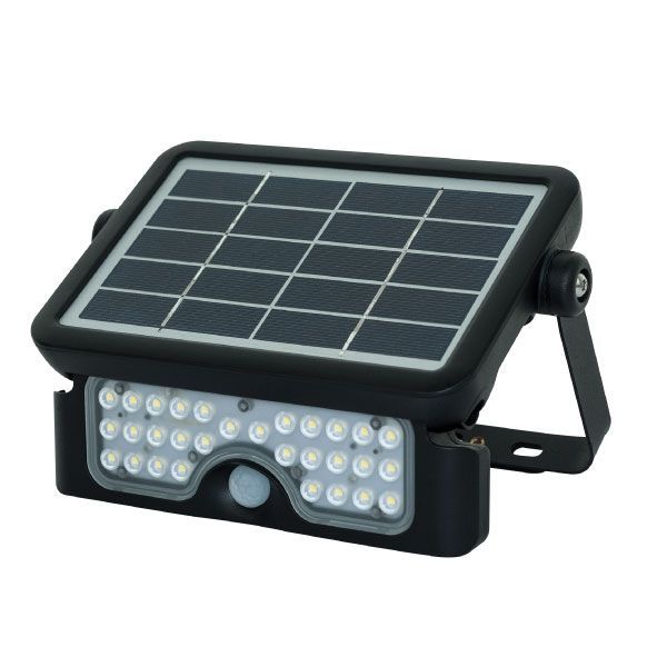 Luceco LEXSF6B40 Solar Guardian Black IP65 IK06 5W 550lm 4000K PIR Photocell Floodlight
