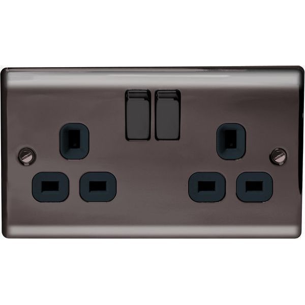 Masterplug nbn22ub 13 a 2 vitesses Switched Socket with 2 x Port USB-Black Nickel 
