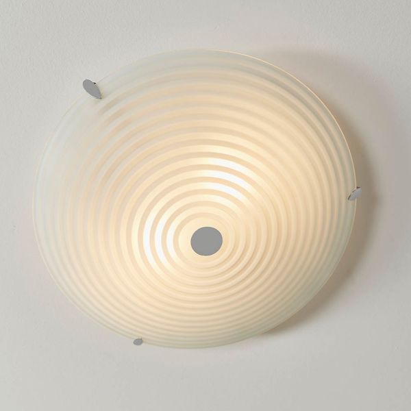 Endon Lighting 633-32 Roundel 2x40W Frosted & Clear Patterned Glass Flush Ceiling Light