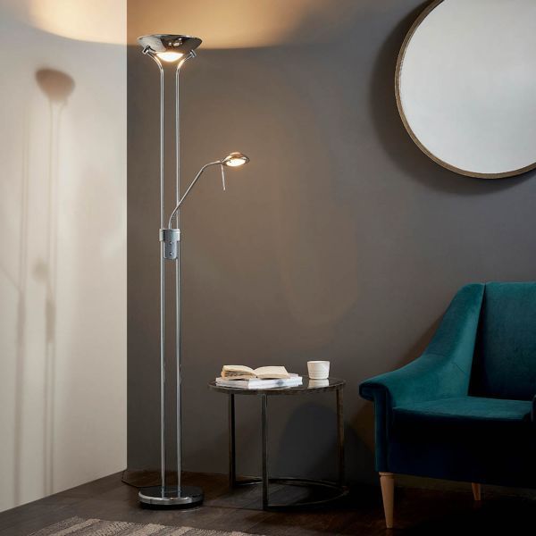 Endon Lighting ROME-CH Rome Chrome 230W R7s & 33W G9 Mother & Child Floor Lamp