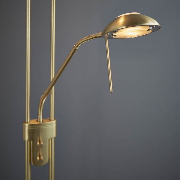 Endon Lighting ROME-SB Rome Satin Brass 230W R7s & 33W G9 Mother & Child Floor Lamp