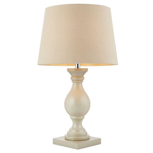Endon Lighting MARSHAM-TLTA Marsham Taupe Wood IP20 40W E14 Ivory Faux Linen Shade Table Lamp