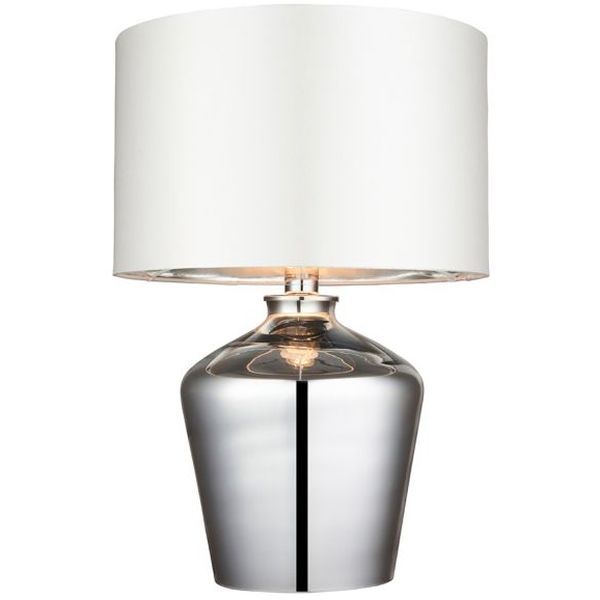 Endon Lighting 61198 Waldorf Chrome IP20 60W E27 Ivory Faux Silk Shade Table Lamp
