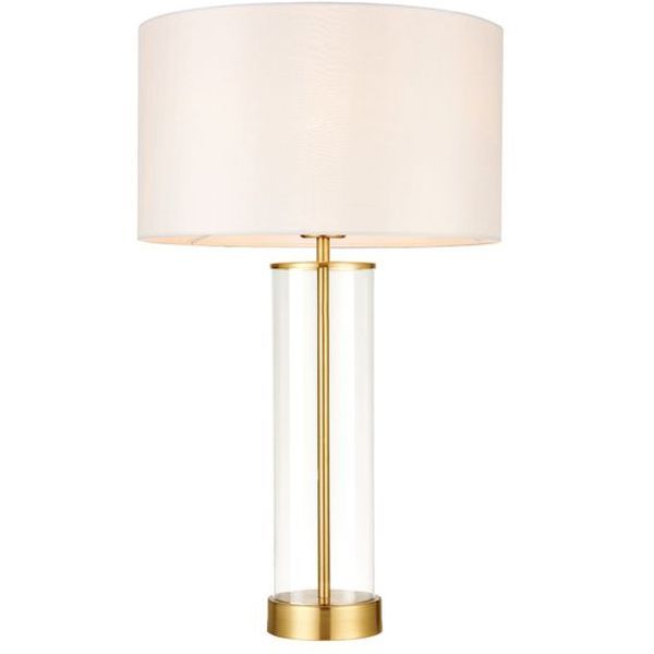 Endon Lighting 68802 Lessina Brass Clear Glass 40W E27 Table Lamp with 3 Stage Dimmer Switch