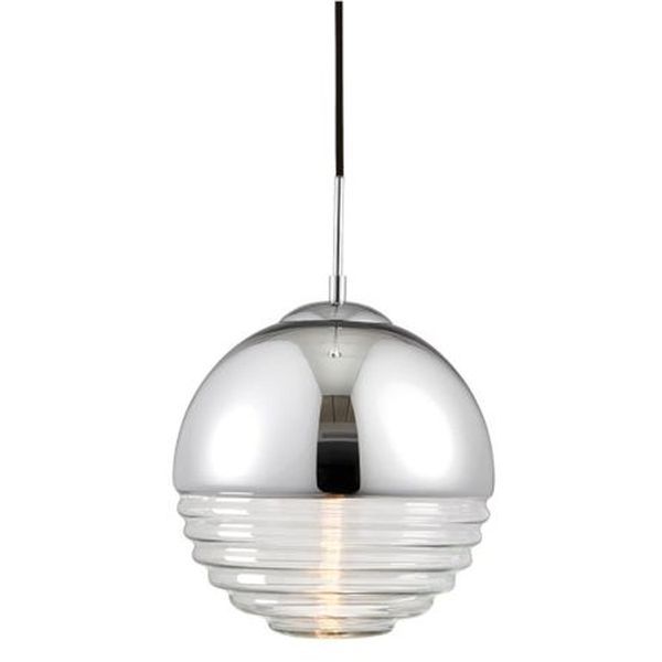 Endon Lighting 68959 Paloma Chromed & Clear 40W E14 Ribbed Spherical Ceiling Pendant Light