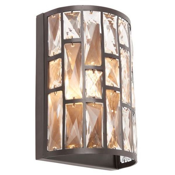 Endon Lighting 69392 Belle Dark Bronze 40W E14 Wall Light with Clear Crystals