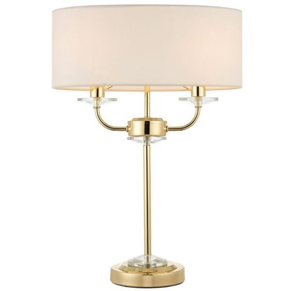 Endon Lighting 70564 Nixon Brass 2x40W E14 Table Lamp with Inline Switch