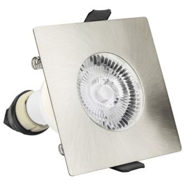 Integral LED ILDLFR70D008 Evofire Satin Nickel Square IP65 85mm Fire Rated Downlight with GU10 Lampholder