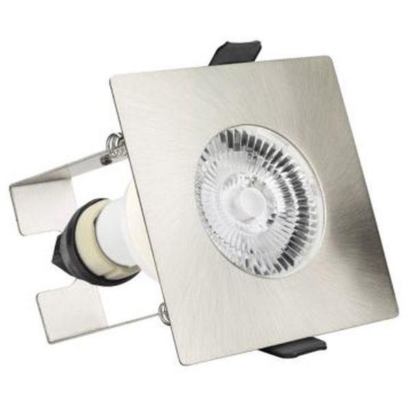 Integral LED ILDLFR70D010 Evofire Satin Nickel Square IP65 85mm Fire Rated Downlight with GU10 Holder and Insulation Guard