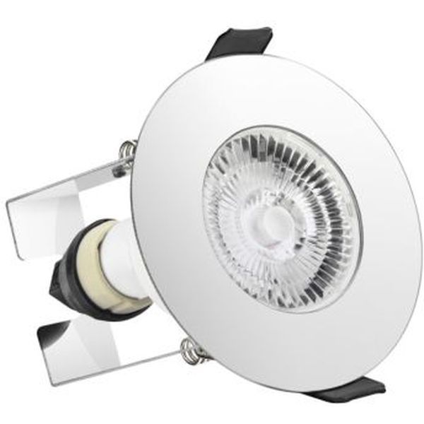 Integral LED ILDLFR70D018 Evofire Polished Chrome IP65 70mm Round Fire Rated Downlight with GU10 Holder and Insulation Guard