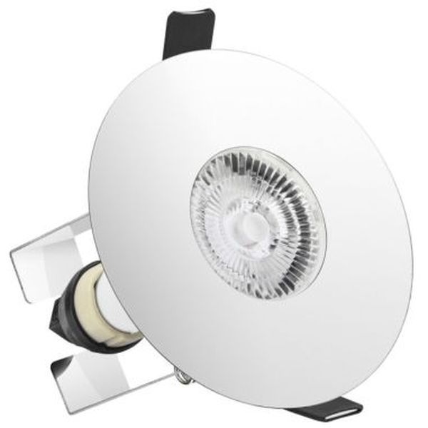 Integral LED ILDLFR70D020 Evofire Polished Chrome IP65 70-100mm Round Fire Rated Downlight with GU10 Holder and Insulation Guard