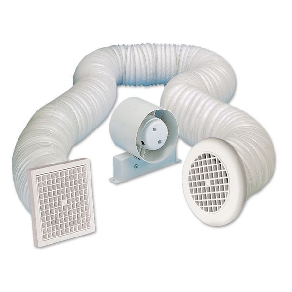 Manrose SF120S 120mm 5 Inch Axial Shower Fan Kit with PVC Ducting And Wall Grilles